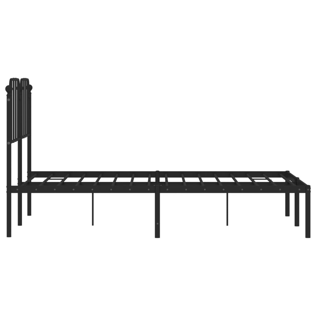 Cadre de lit métal sans matelas avec tête de lit noir 120x190cm - XIOS