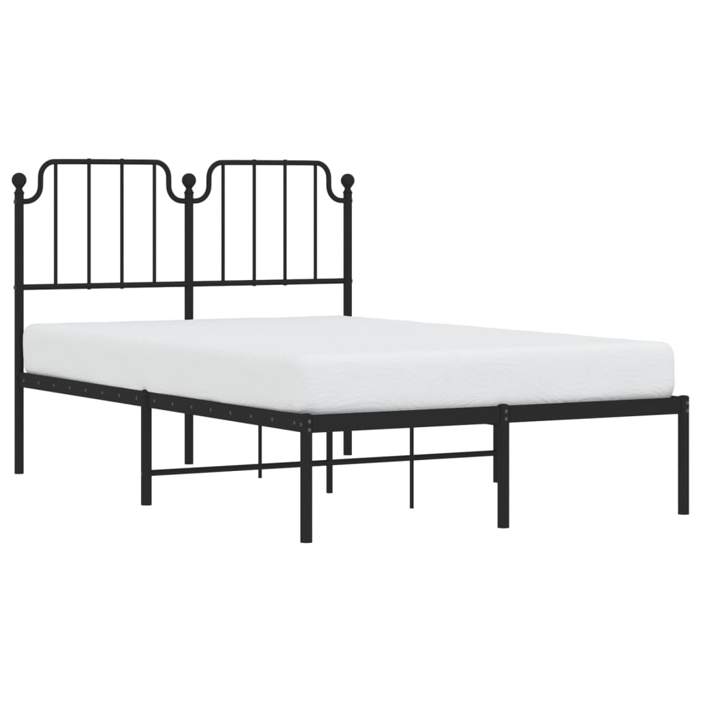 Cadre de lit métal sans matelas avec tête de lit noir 120x200cm - XIOS