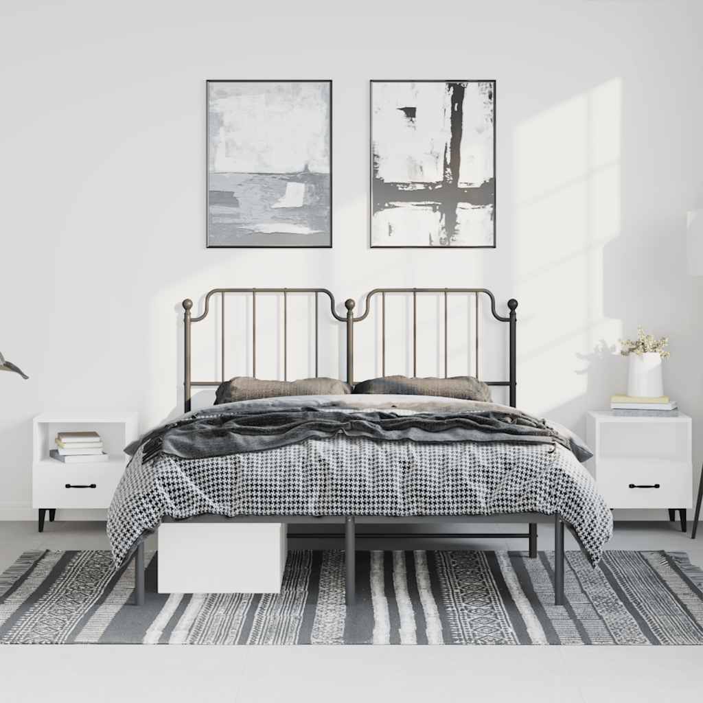 Cadre de lit métal sans matelas avec tête de lit noir 135x190cm - XIOS