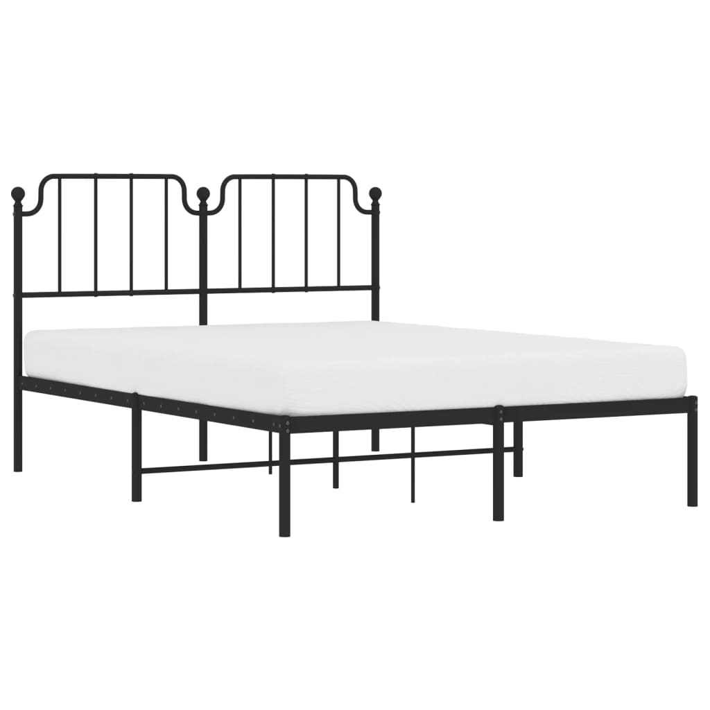 Cadre de lit métal sans matelas avec tête de lit noir 140x190cm - XIOS