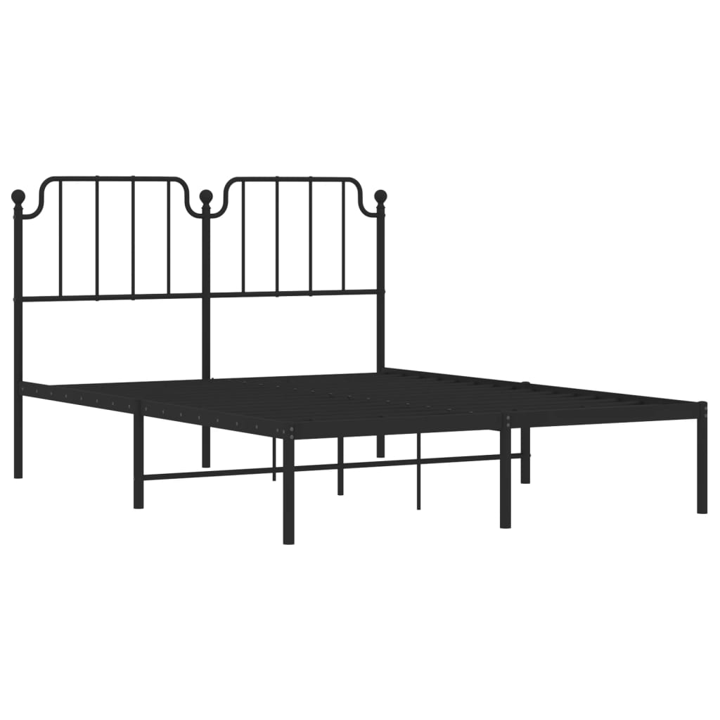 Cadre de lit métal sans matelas avec tête de lit noir 140x190cm - XIOS