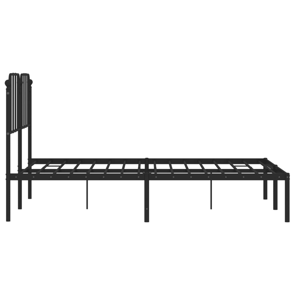 Cadre de lit métal sans matelas avec tête de lit noir 140x190cm - XIOS