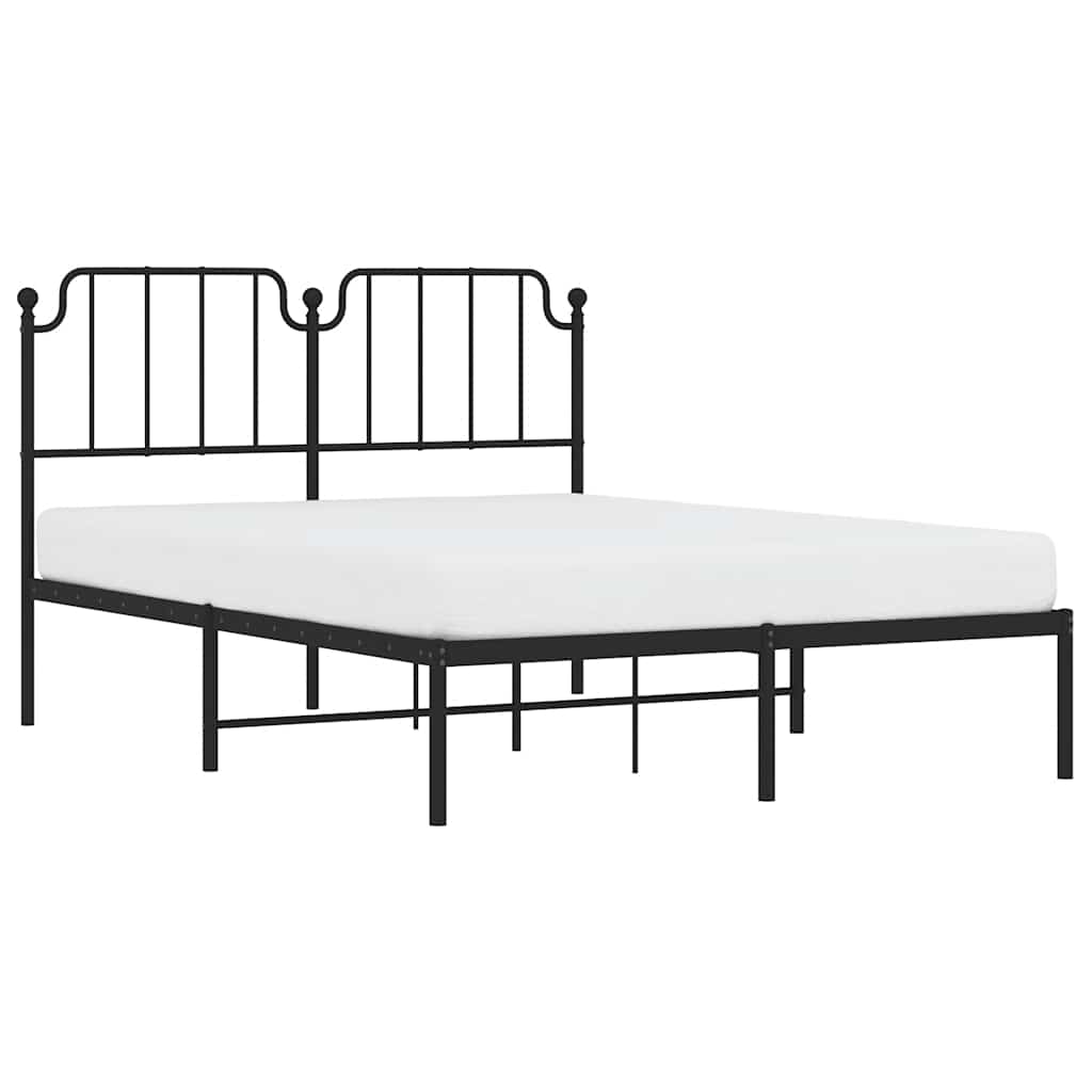 Cadre de lit métal sans matelas avec tête de lit noir 150x200cm