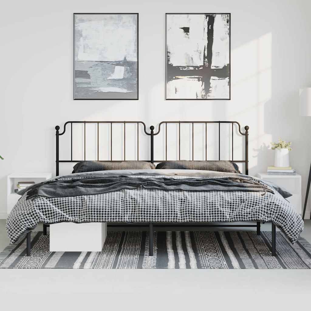 Cadre de lit métal sans matelas avec tête de lit noir 183x213cm - XIOS