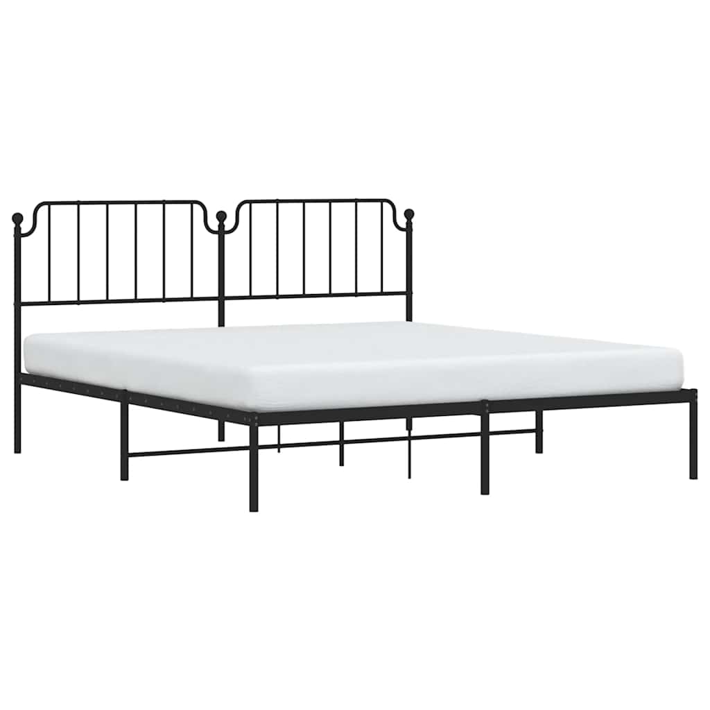 Cadre de lit métal sans matelas avec tête de lit noir 183x213cm - XIOS