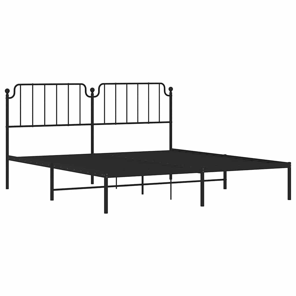 Cadre de lit métal sans matelas avec tête de lit noir 183x213cm - XIOS