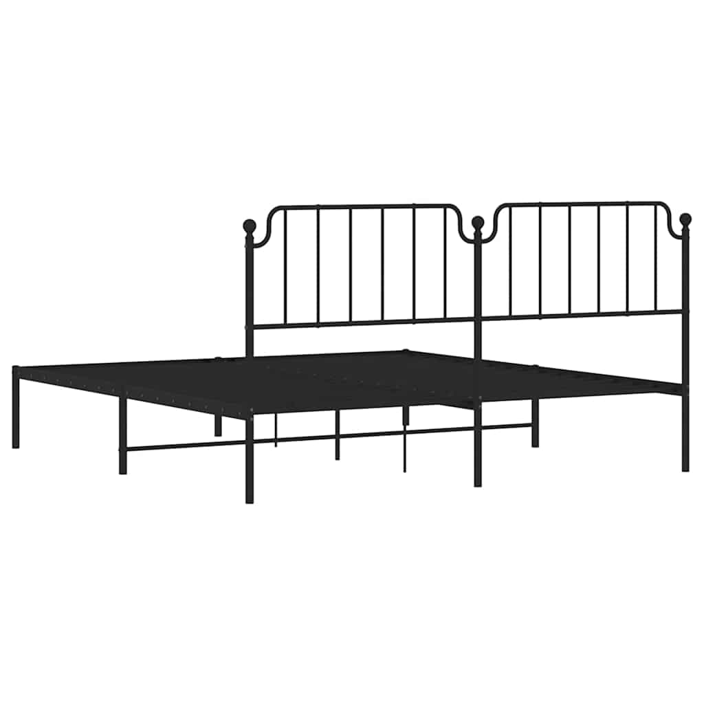 Cadre de lit métal sans matelas avec tête de lit noir 183x213cm - XIOS