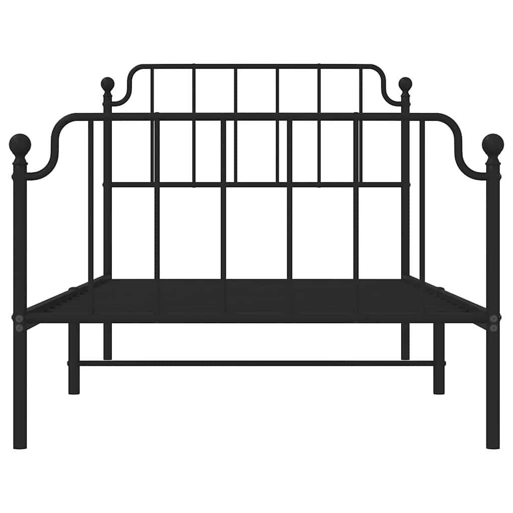 Cadre de lit métal sans matelas et pied de lit noir 100x200 cm