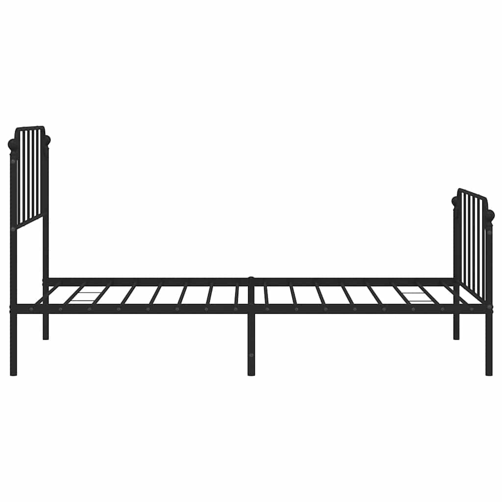 Cadre de lit métal sans matelas et pied de lit noir 100x200 cm