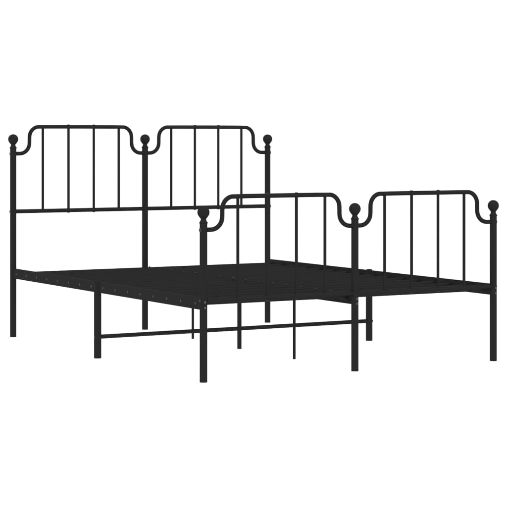 Cadre de lit métal sans matelas avec pied de lit noir 140x190cm - XIOS