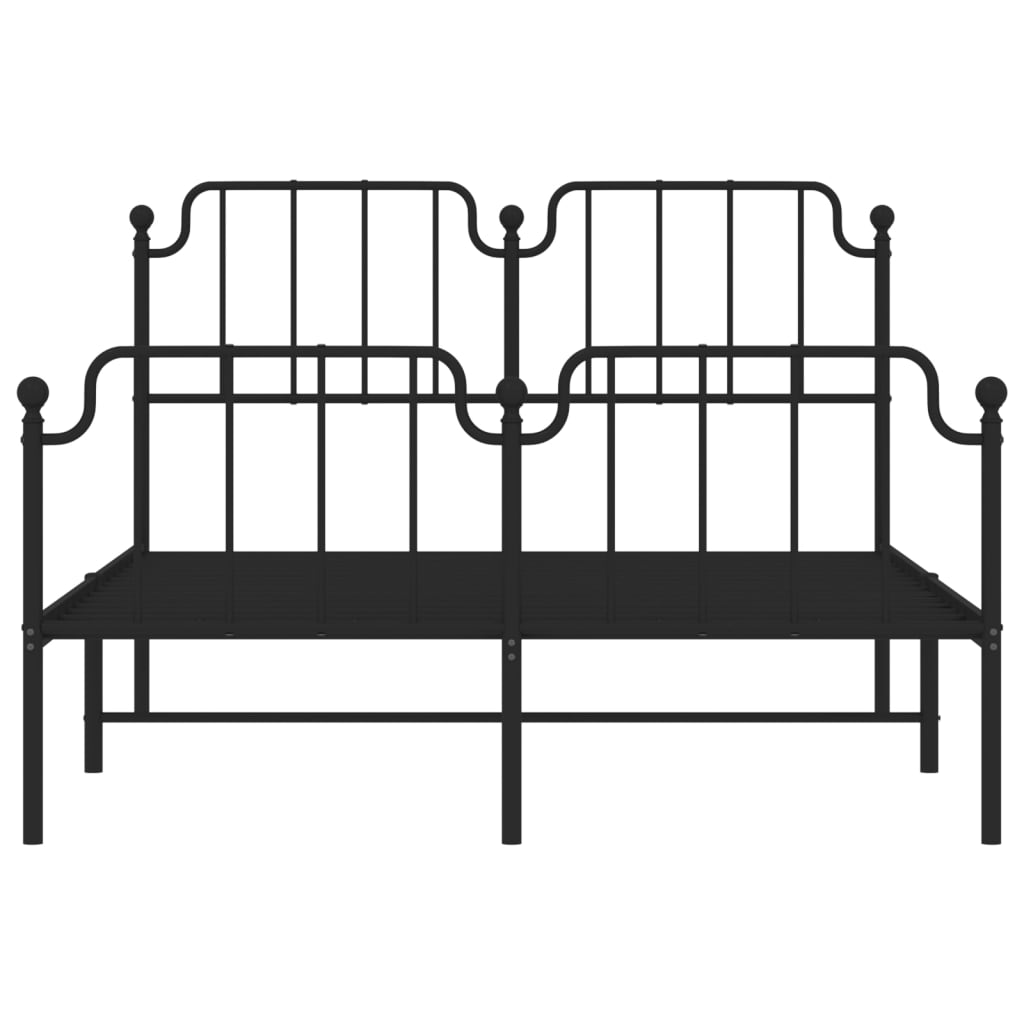 Cadre de lit métal sans matelas avec pied de lit noir 140x190cm - XIOS