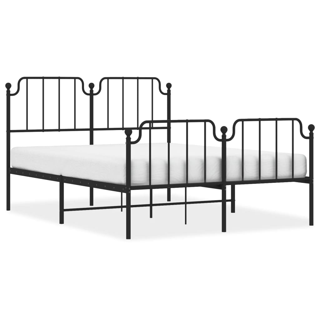 Cadre de lit métal sans matelas avec pied de lit noir 140x200cm - XIOS