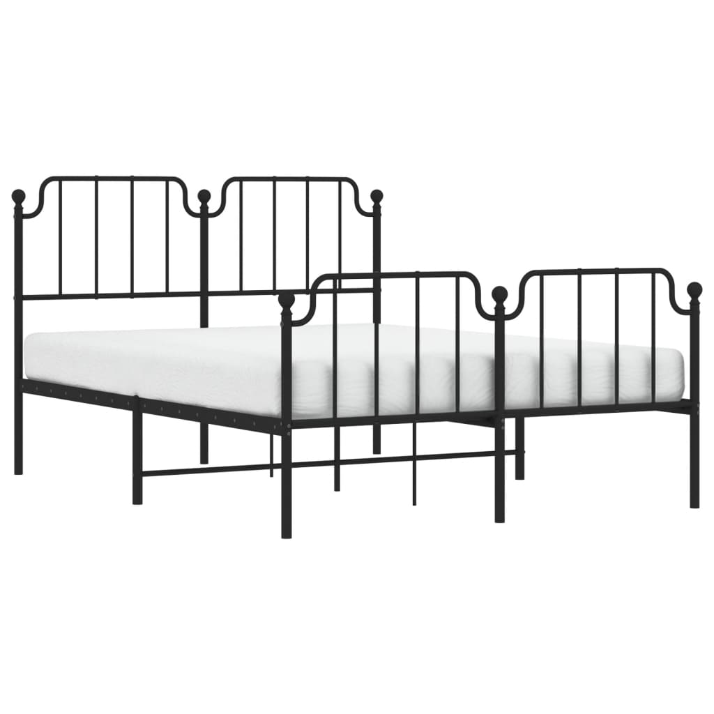 Cadre de lit métal sans matelas avec pied de lit noir 140x200cm - XIOS