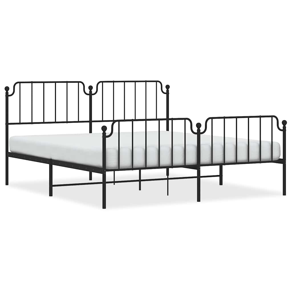 Cadre de lit métal sans matelas avec pied de lit noir 183x213cm - XIOS