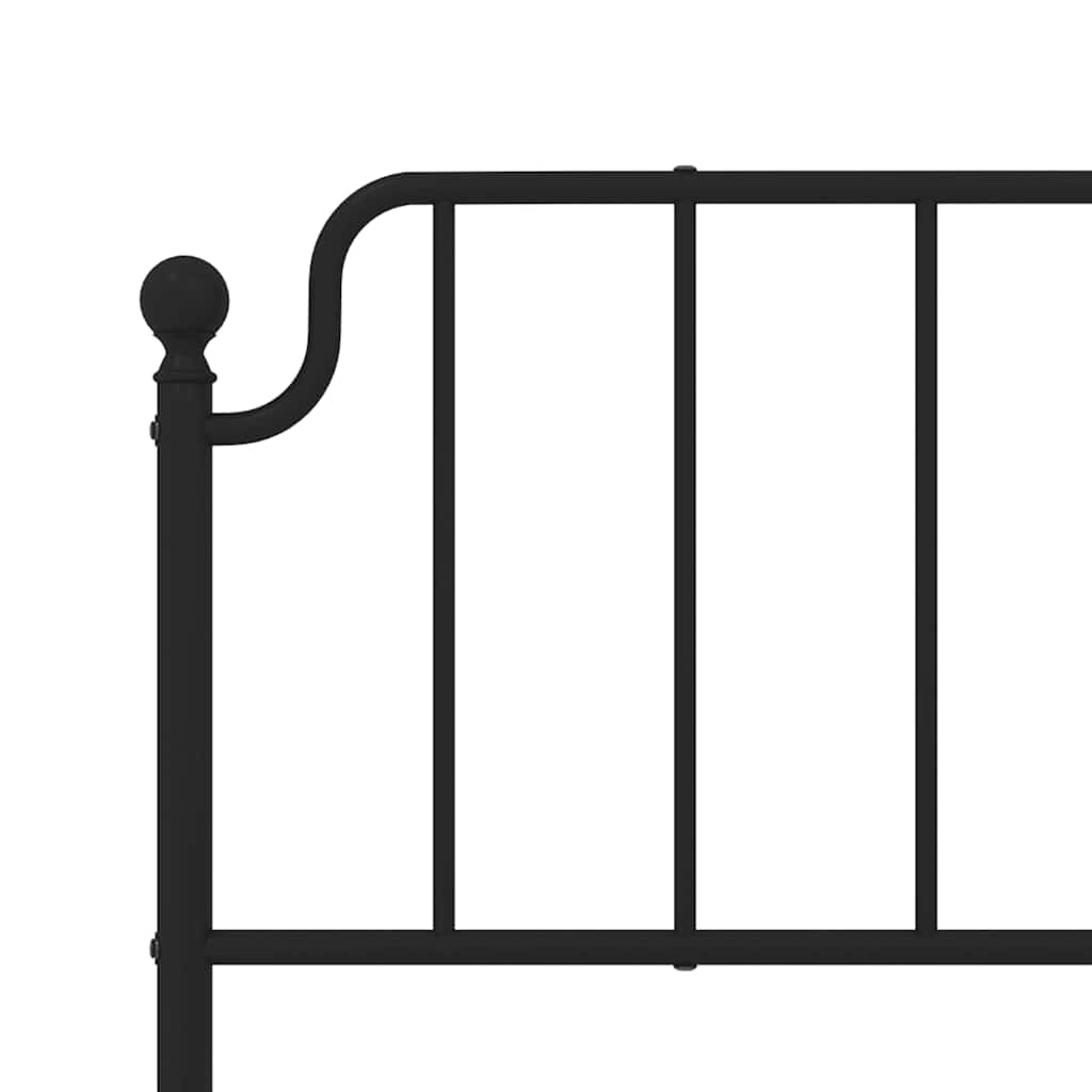 Cadre de lit métal sans matelas avec pied de lit noir 193x203cm - XIOS