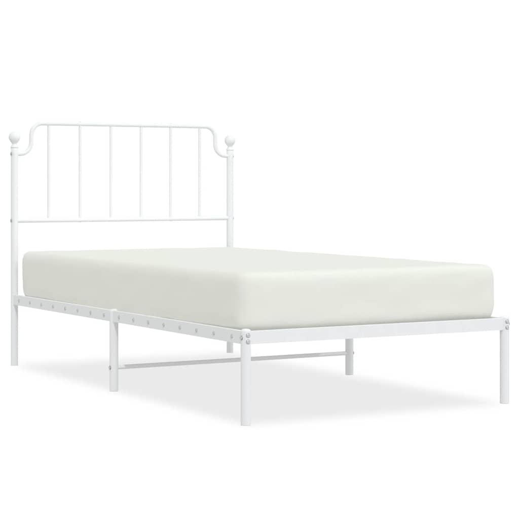 Cadre de lit métal sans matelas et tête de lit blanc 100x190 cm - XIOS