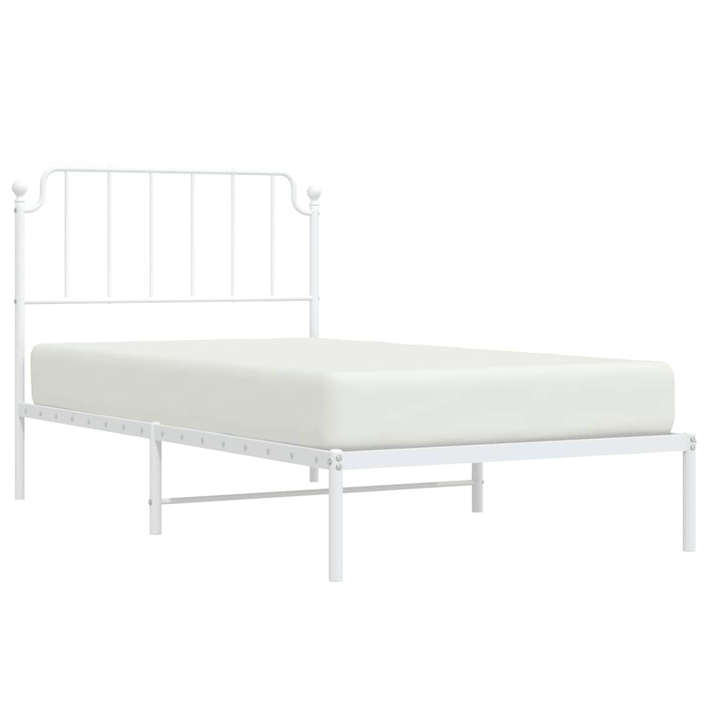 Cadre de lit métal sans matelas et tête de lit blanc 100x190 cm - XIOS