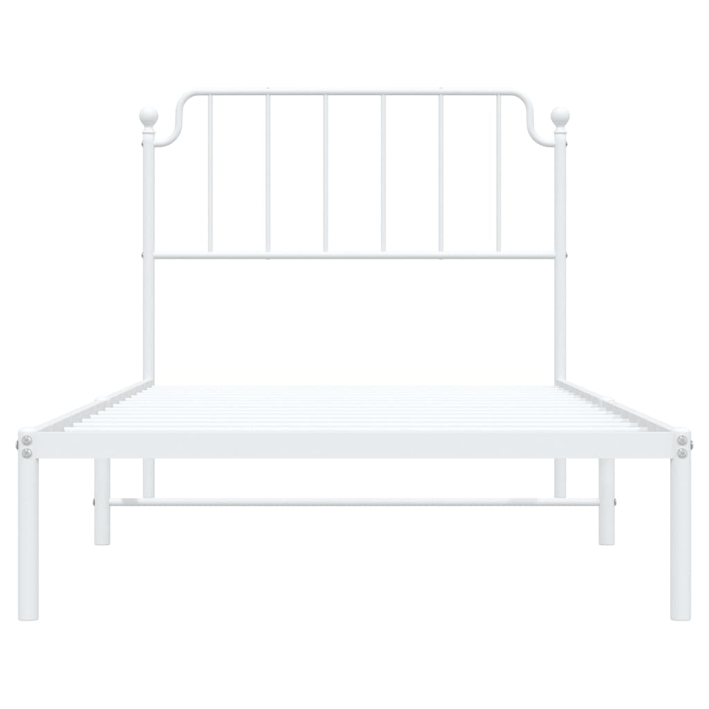 Cadre de lit métal sans matelas et tête de lit blanc 100x190 cm - XIOS