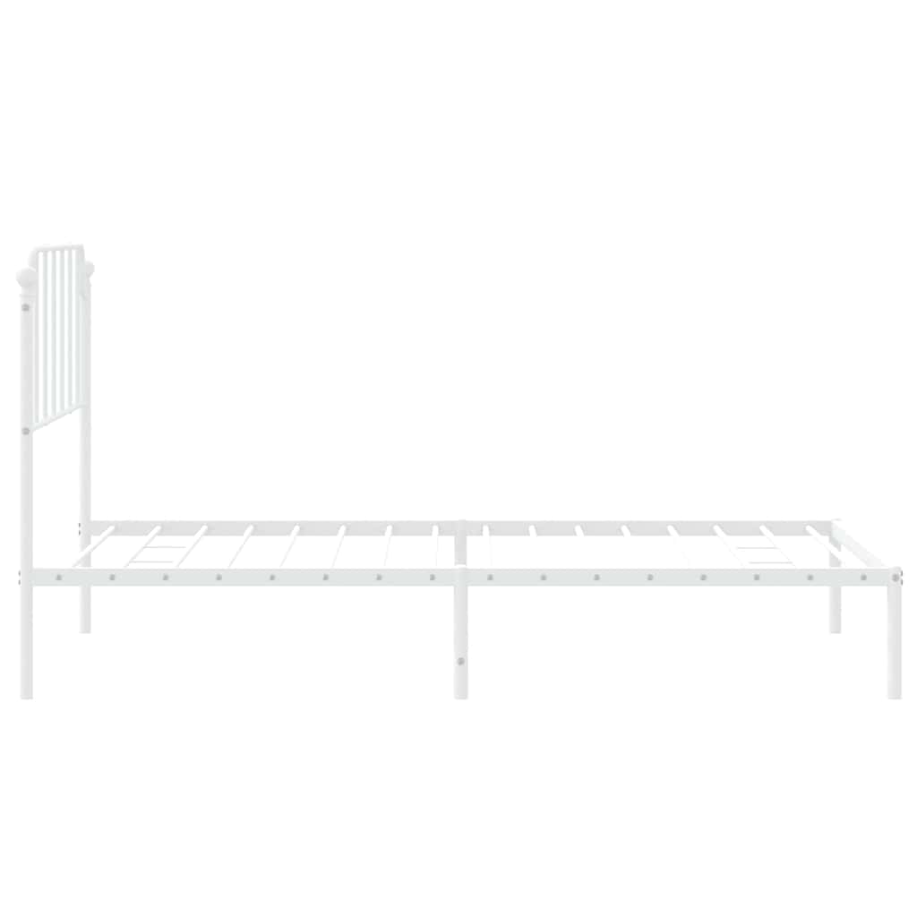 Cadre de lit métal sans matelas et tête de lit blanc 100x190 cm - XIOS