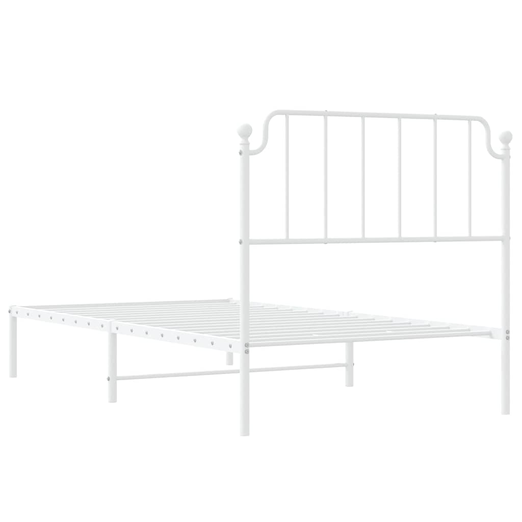 Cadre de lit métal sans matelas et tête de lit blanc 100x190 cm - XIOS