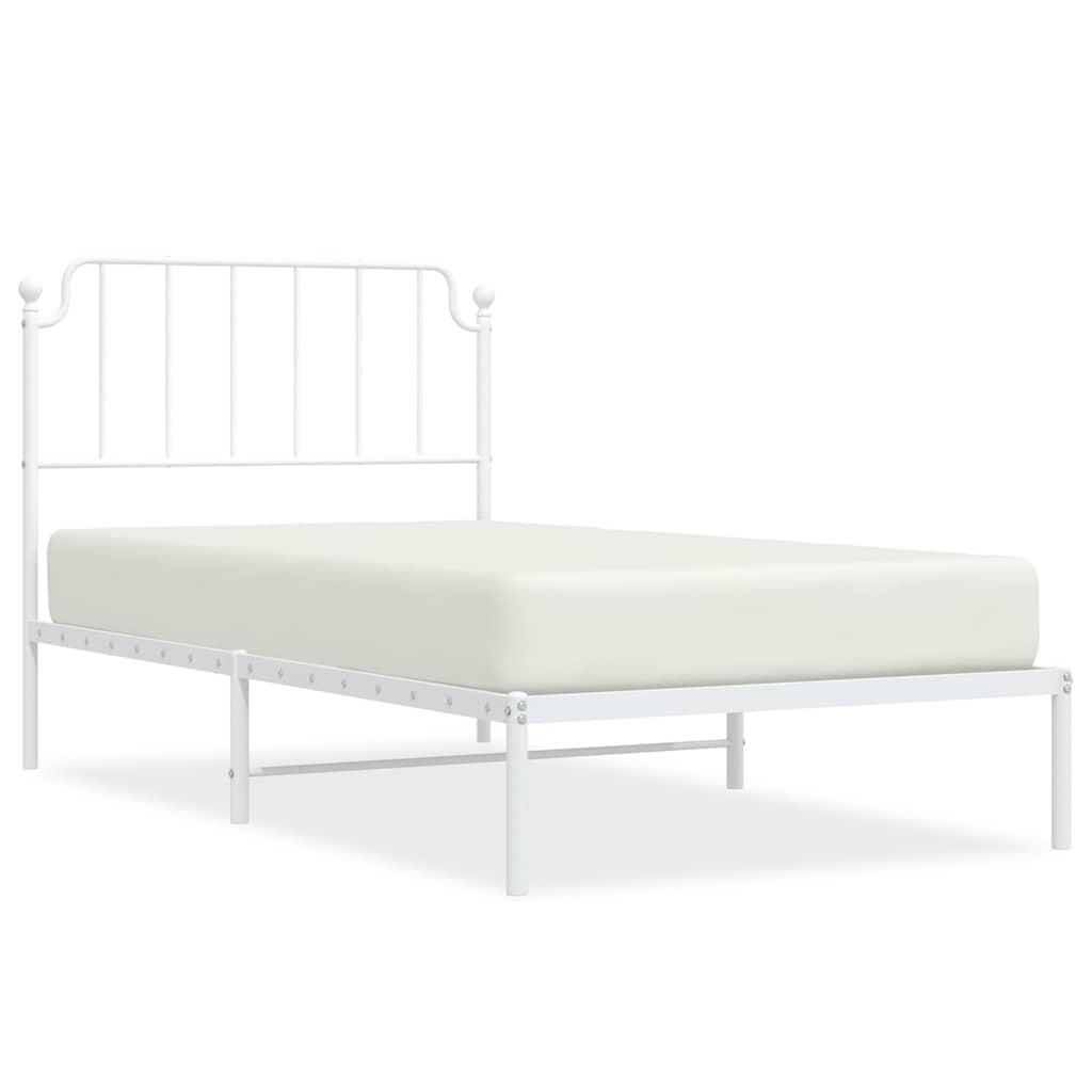 Cadre de lit métal sans matelas et tête de lit blanc 100x200 cm - XIOS