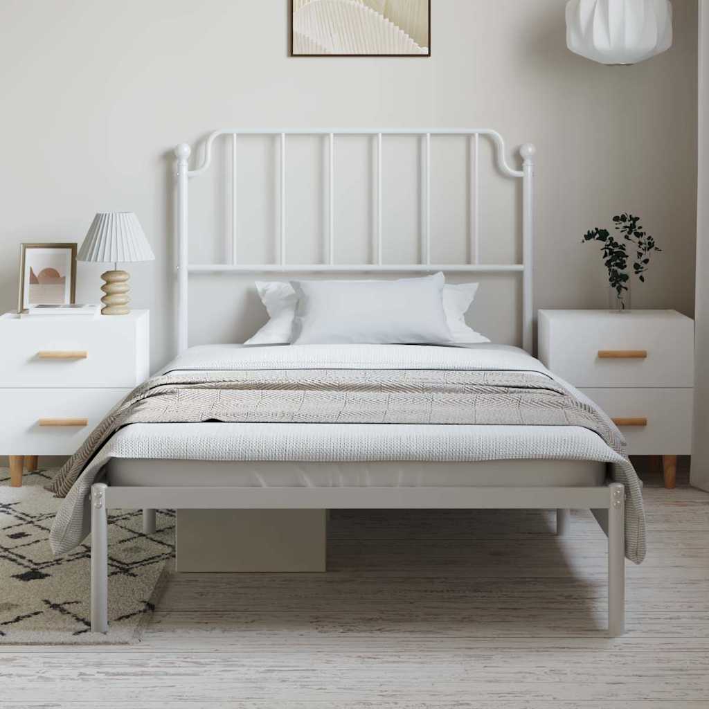 Cadre de lit métal sans matelas et tête de lit blanc 100x200 cm - XIOS