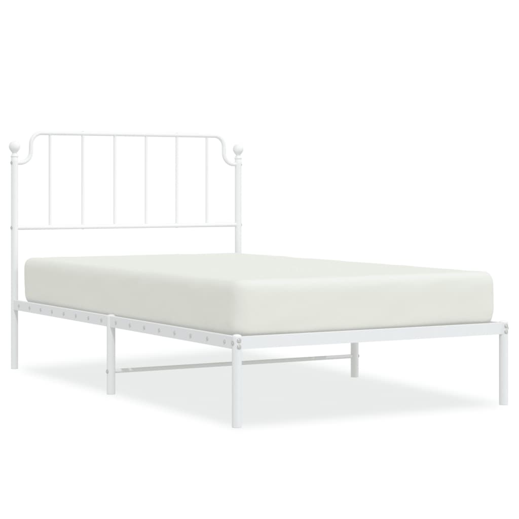Cadre de lit métal sans matelas et tête de lit blanc 107x203 cm - XIOS