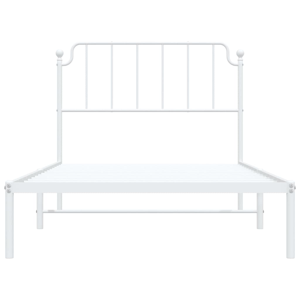 Cadre de lit métal sans matelas et tête de lit blanc 107x203 cm - XIOS