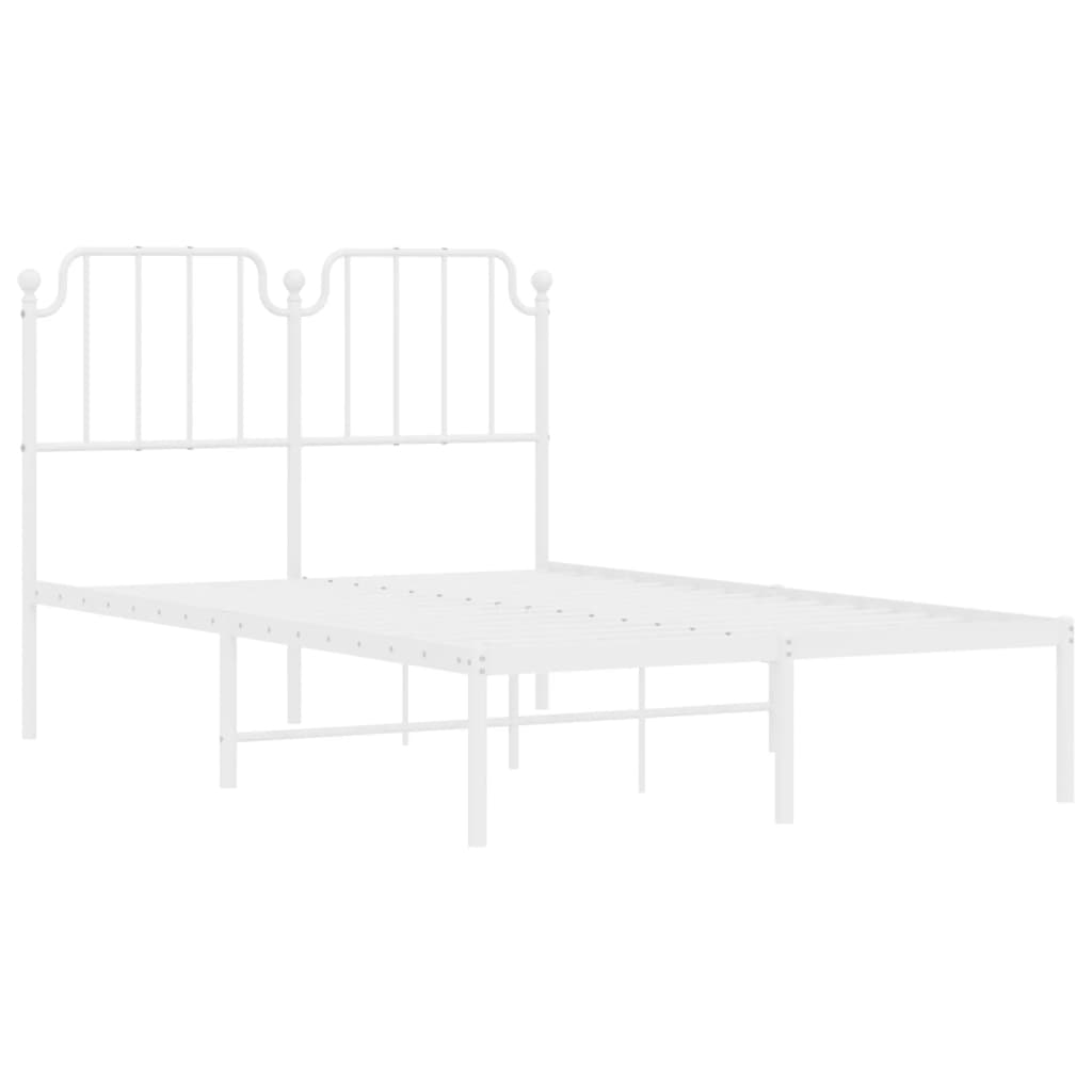 Cadre de lit métal sans matelas et tête de lit blanc 120x190 cm - XIOS