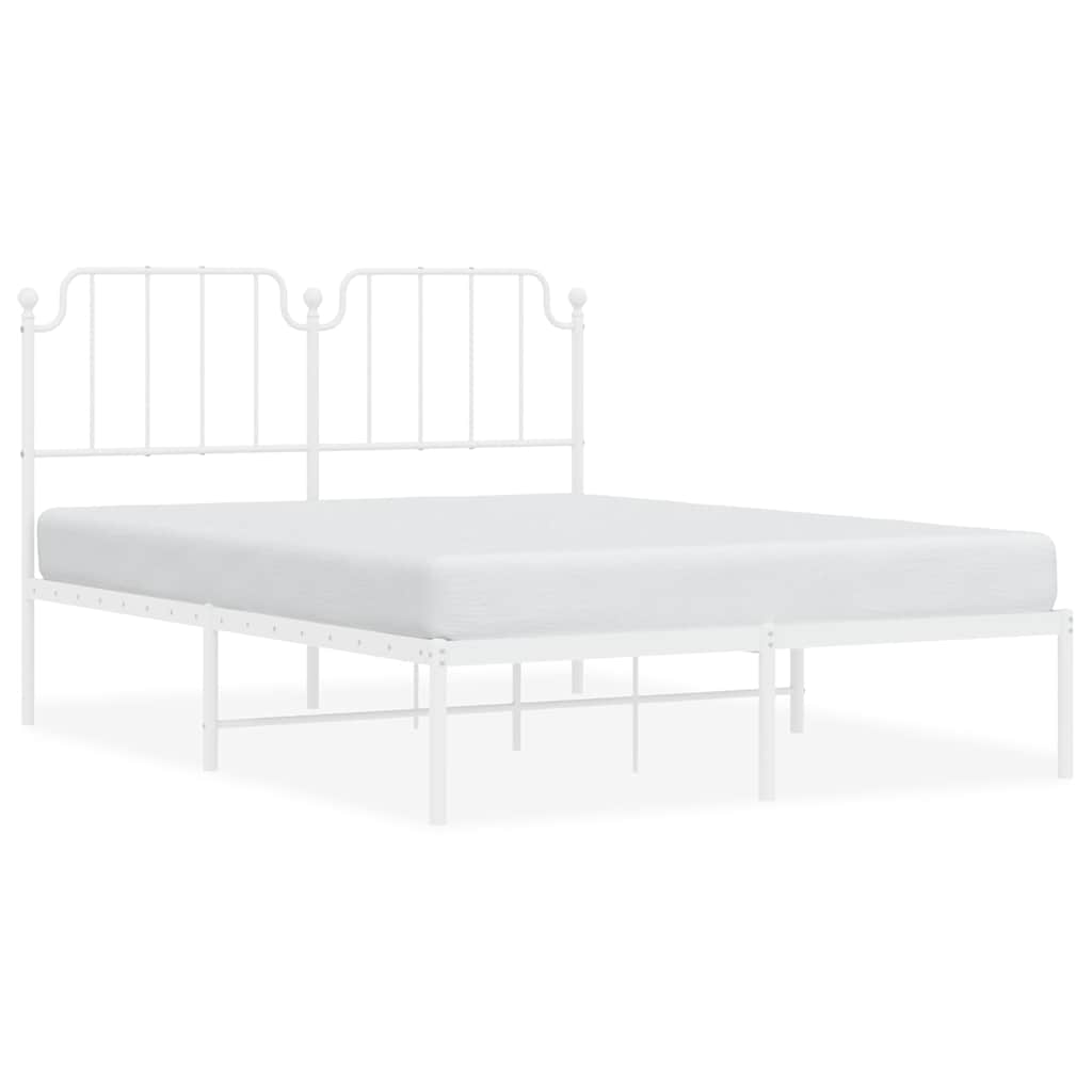 Cadre de lit métal sans matelas et tête de lit blanc 135x190 cm - XIOS