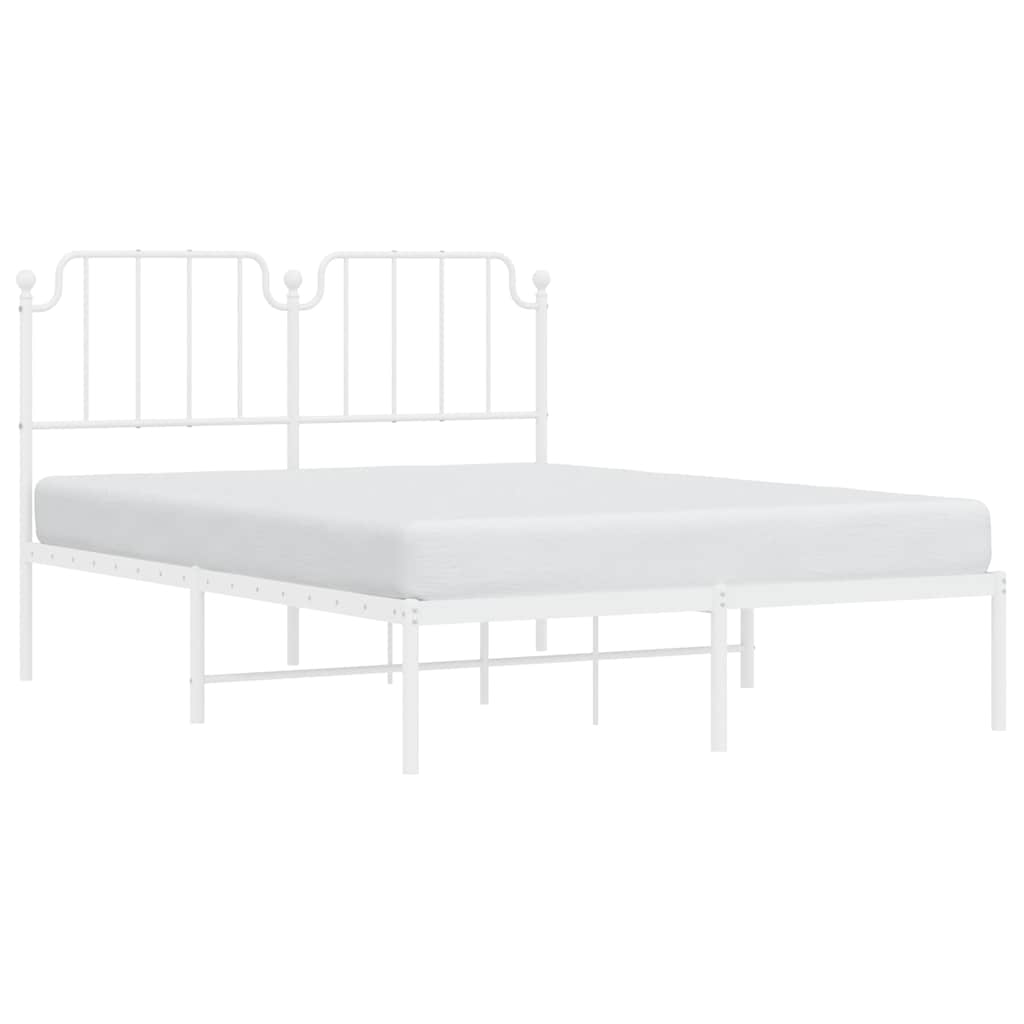 Cadre de lit métal sans matelas et tête de lit blanc 135x190 cm - XIOS
