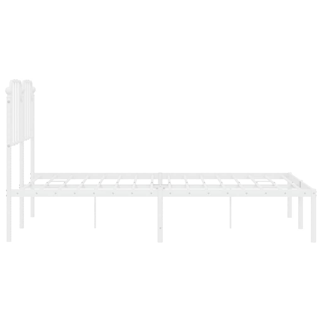 Cadre de lit métal sans matelas et tête de lit blanc 135x190 cm - XIOS