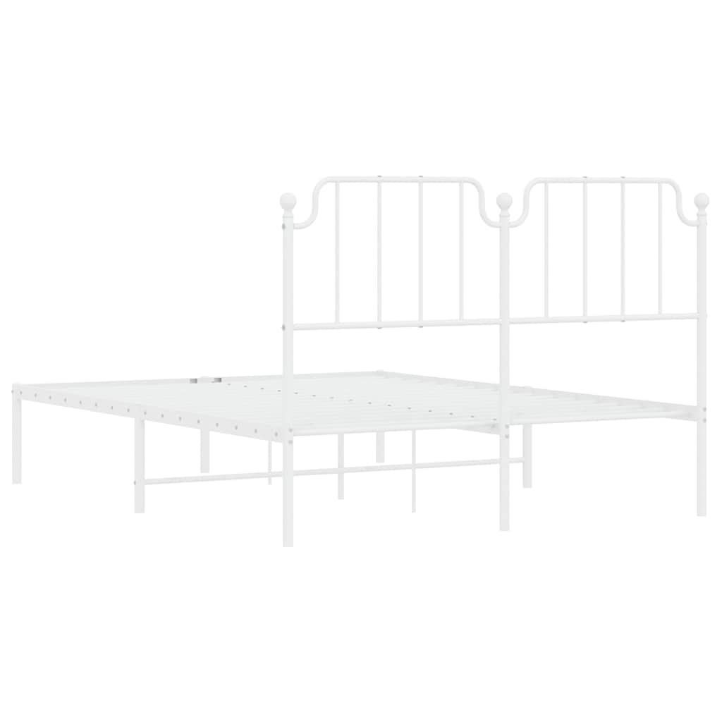 Cadre de lit métal sans matelas et tête de lit blanc 135x190 cm - XIOS
