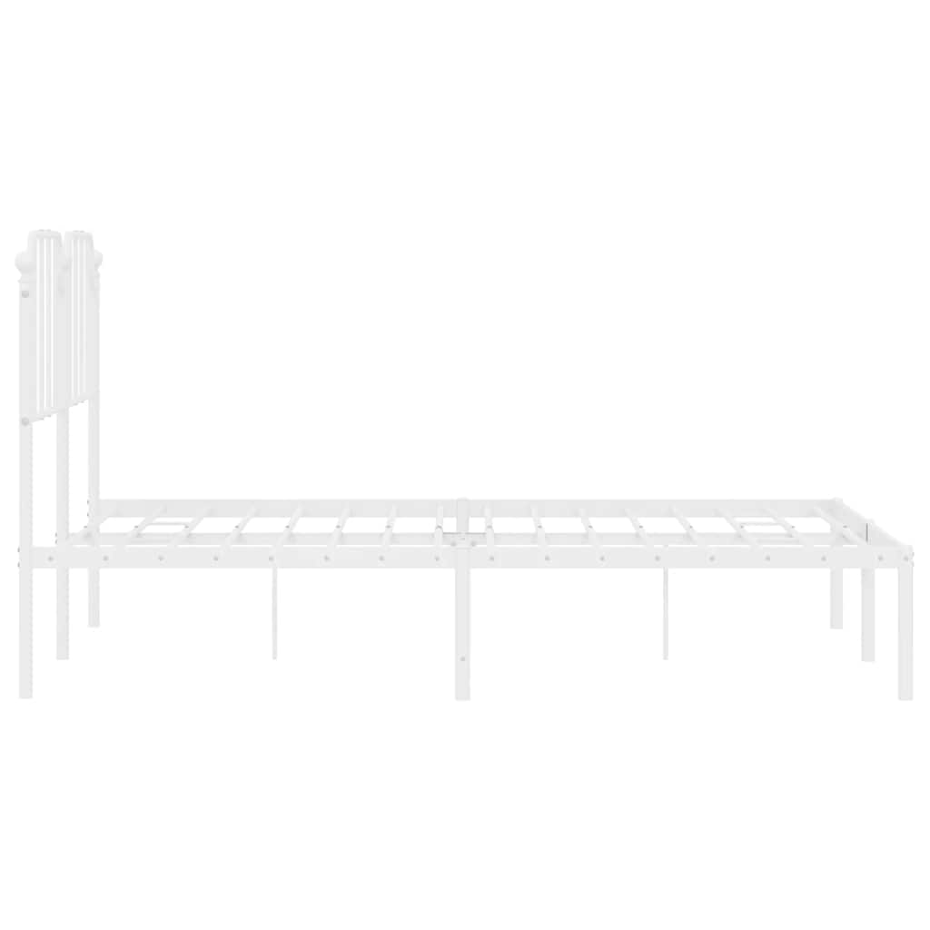 Cadre de lit métal sans matelas et tête de lit blanc 150x200 cm - XIOS