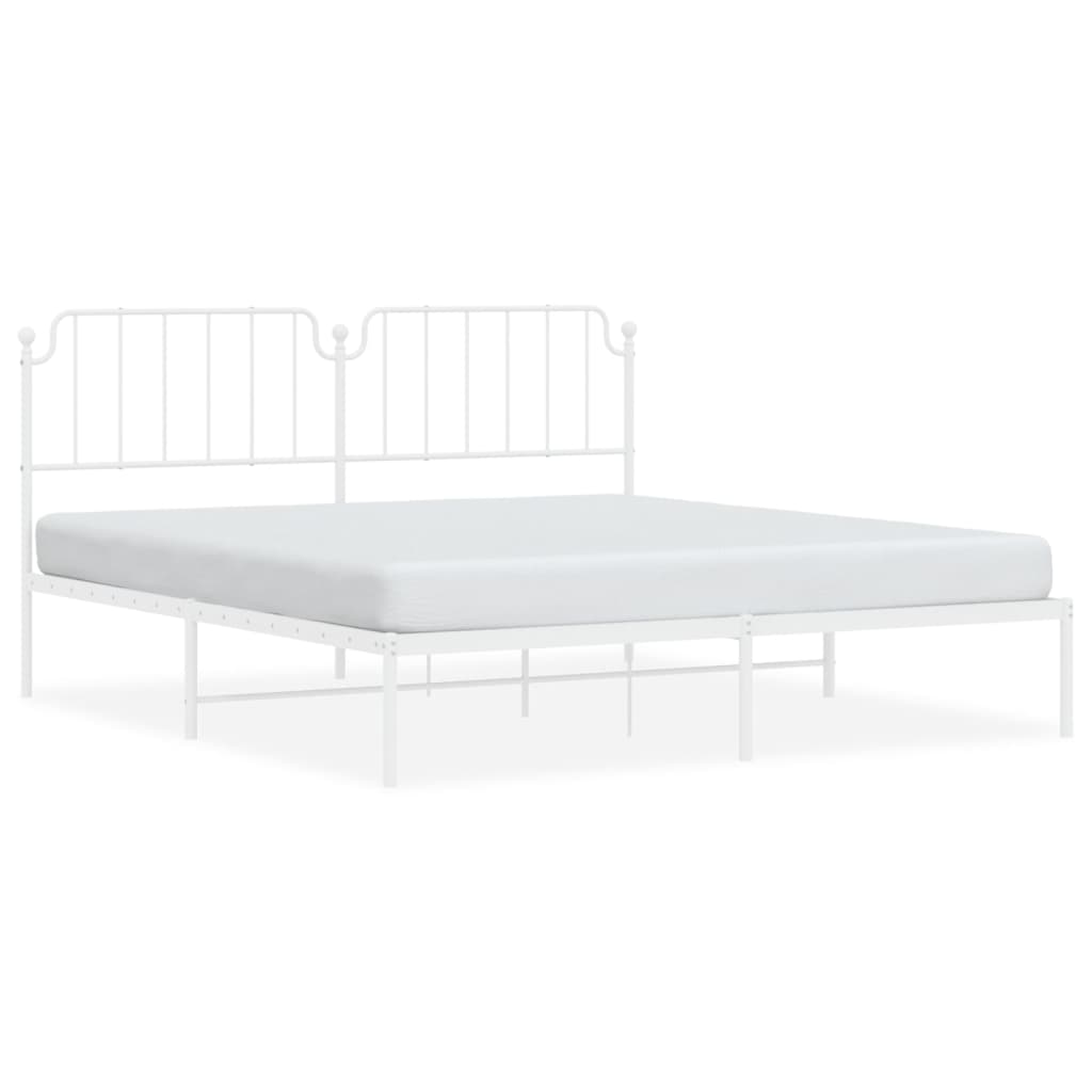 Cadre de lit métal sans matelas et tête de lit blanc 160x200 cm - XIOS