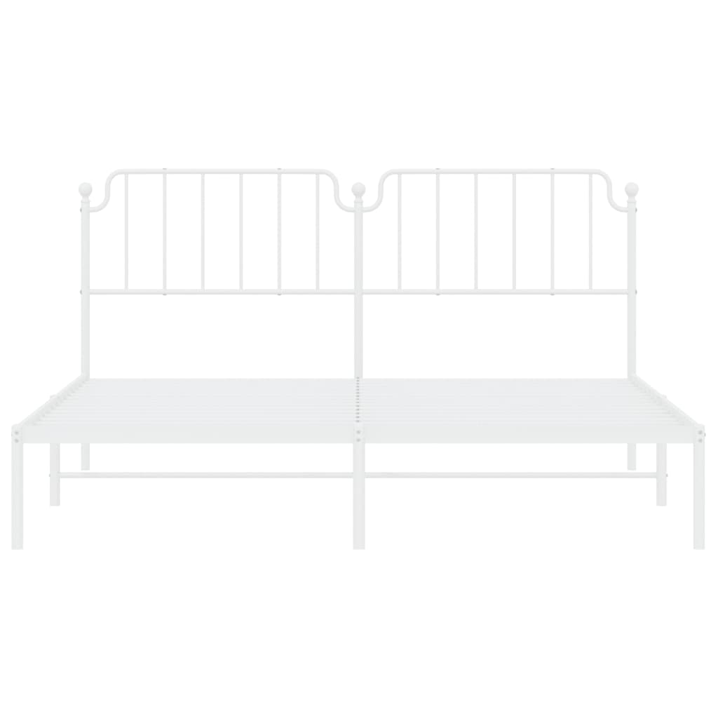 Cadre de lit métal sans matelas et tête de lit blanc 160x200 cm - XIOS