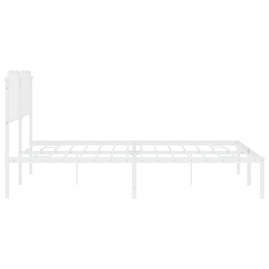 Cadre de lit métal sans matelas et tête de lit blanc 160x200 cm - XIOS