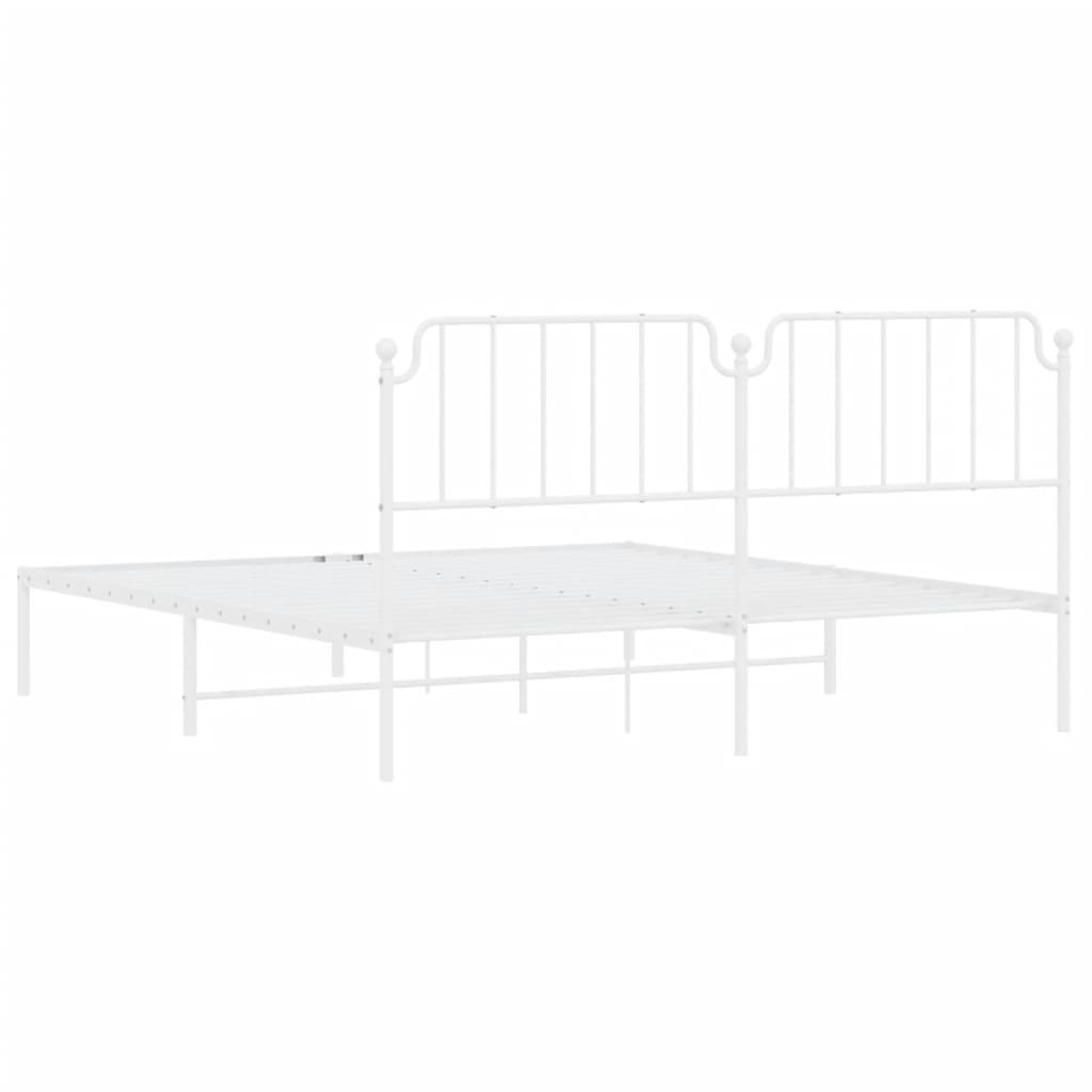 Cadre de lit métal sans matelas et tête de lit blanc 160x200 cm - XIOS