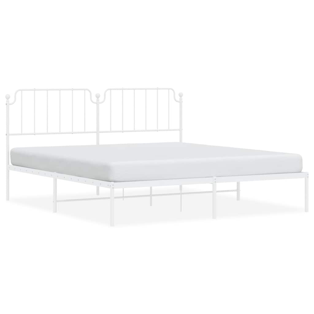 Cadre de lit métal sans matelas et tête de lit blanc 183x213 cm - XIOS