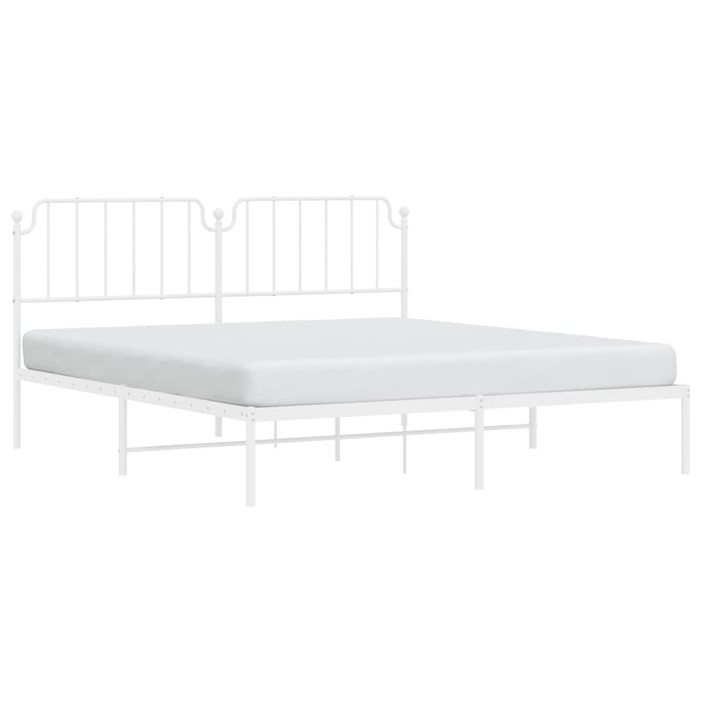 Cadre de lit métal sans matelas et tête de lit blanc 183x213 cm - XIOS