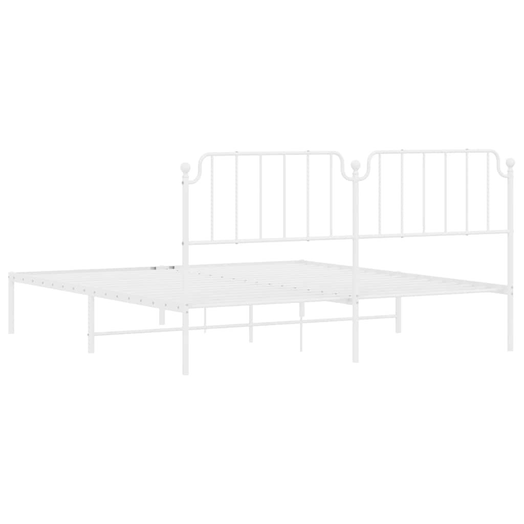 Cadre de lit métal sans matelas et tête de lit blanc 183x213 cm - XIOS