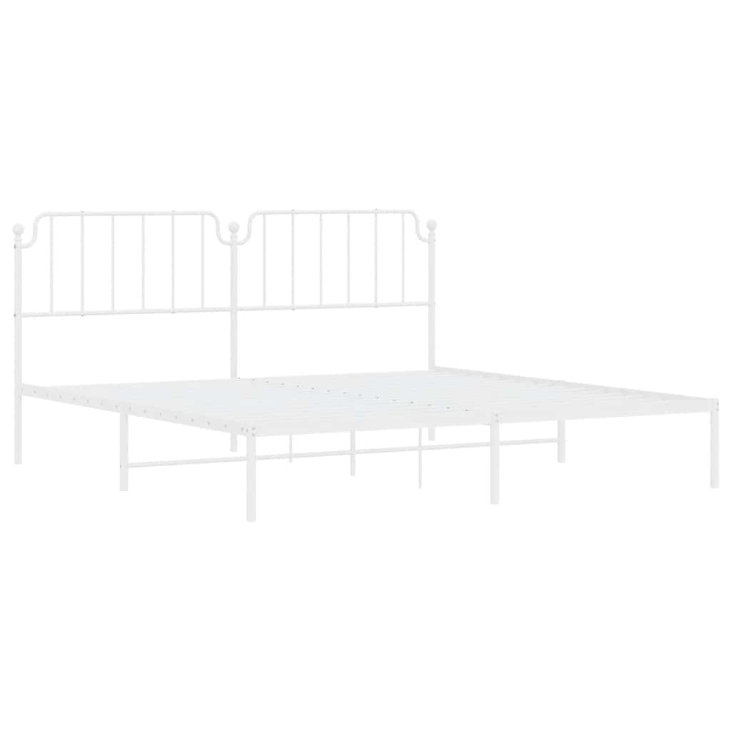 Cadre de lit métal sans matelas et tête de lit blanc 193x203 cm - XIOS