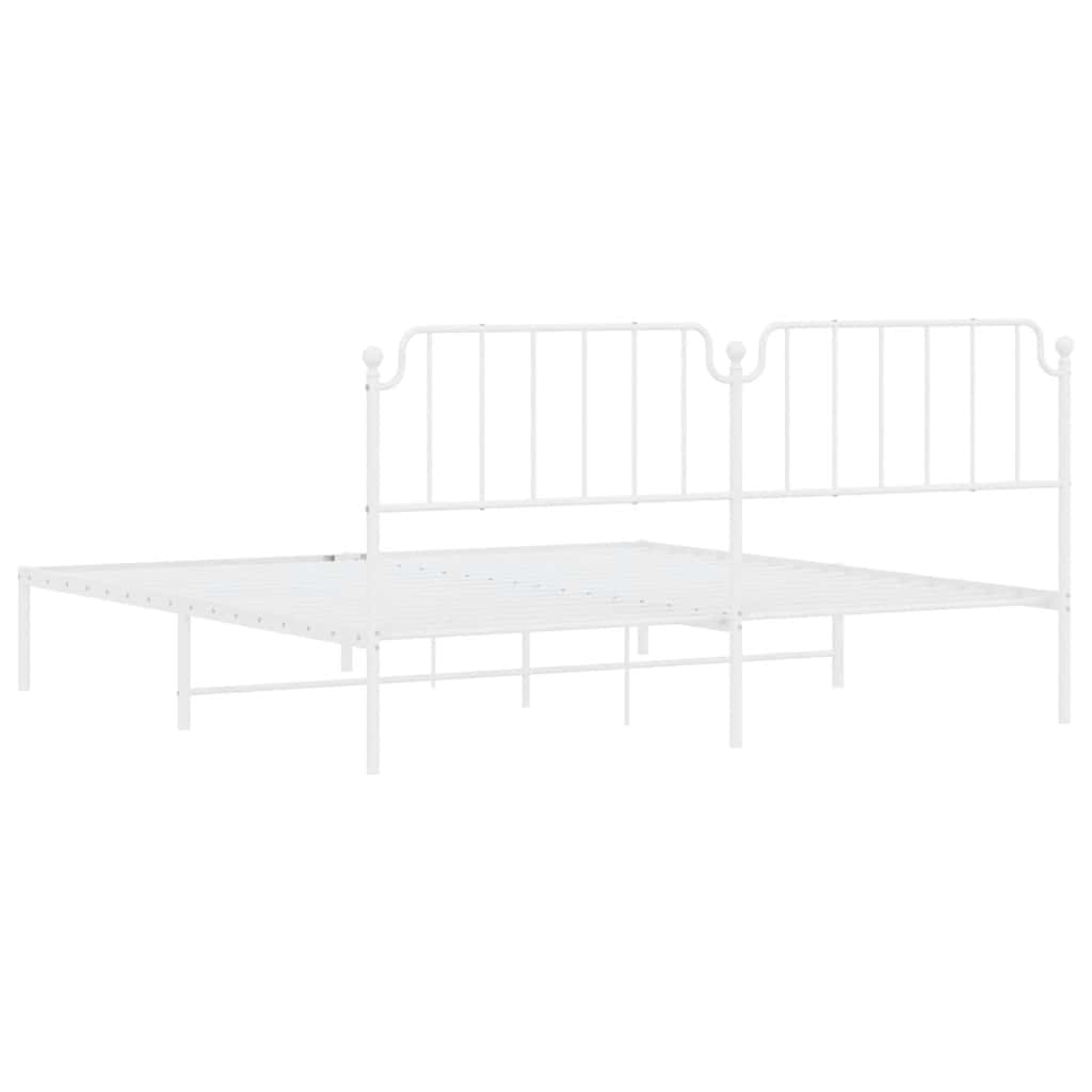 Cadre de lit métal sans matelas et tête de lit blanc 193x203 cm - XIOS