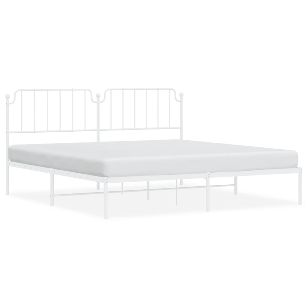 Cadre de lit métal sans matelas et tête de lit blanc 200x200 cm - XIOS