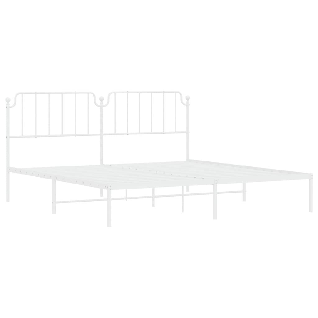 Cadre de lit métal sans matelas et tête de lit blanc 200x200 cm - XIOS