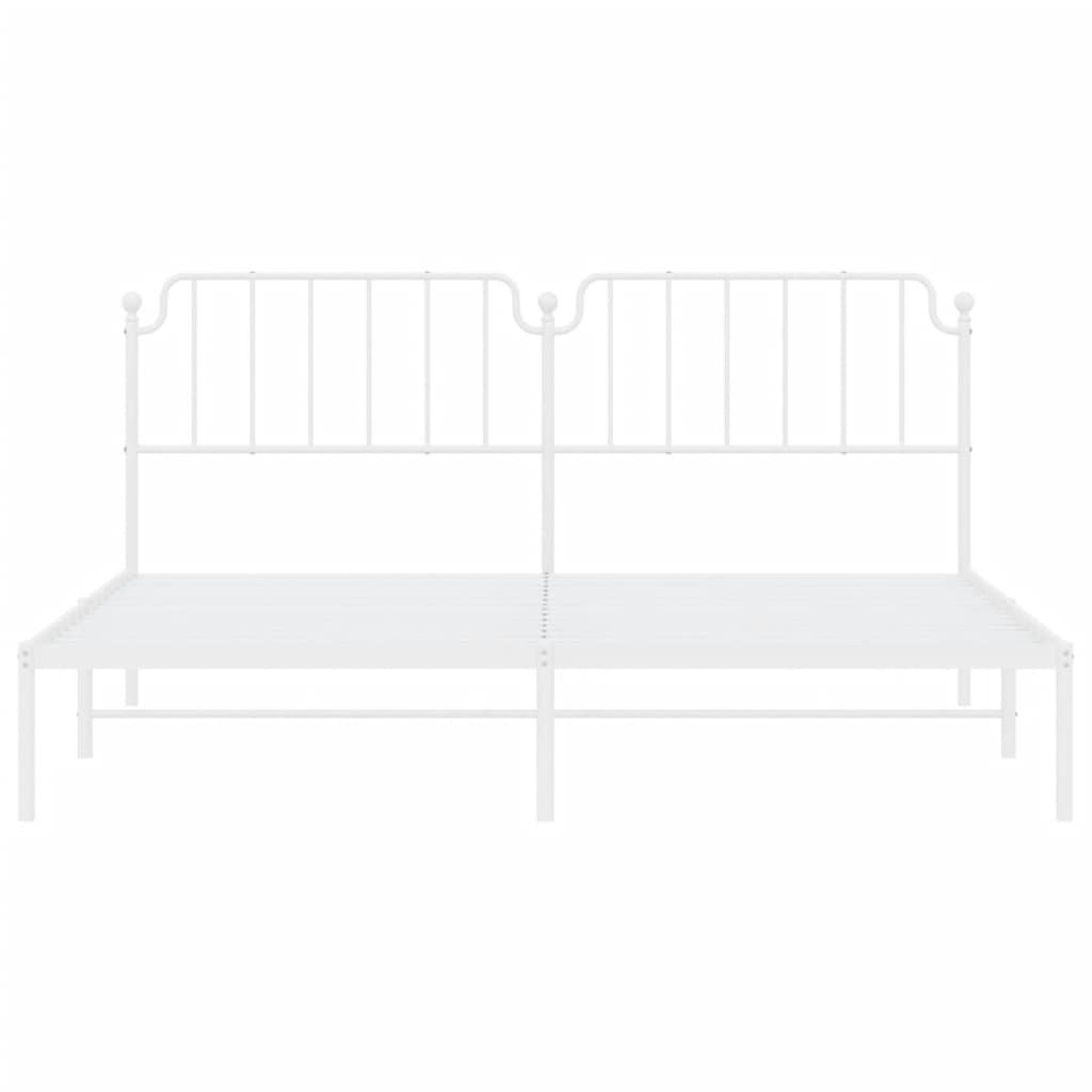 Cadre de lit métal sans matelas et tête de lit blanc 200x200 cm - XIOS