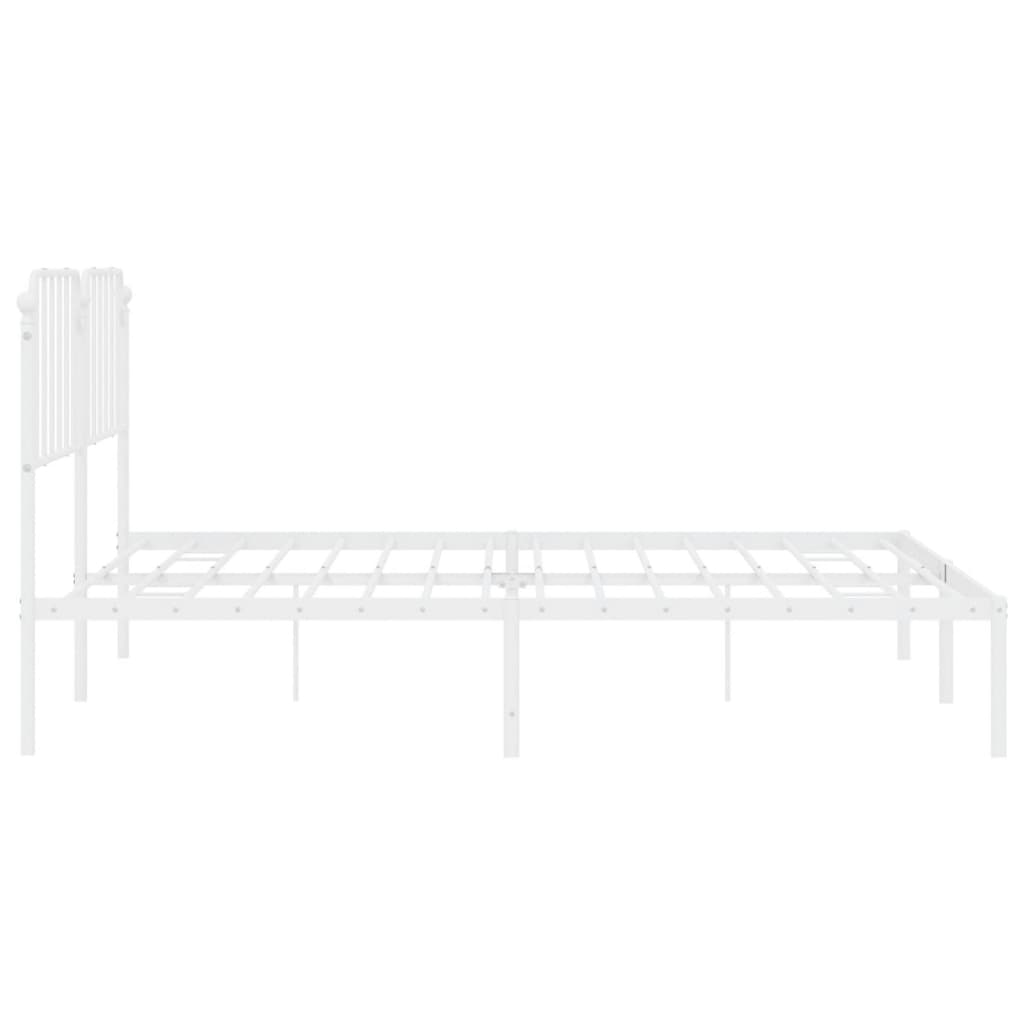 Cadre de lit métal sans matelas et tête de lit blanc 200x200 cm - XIOS