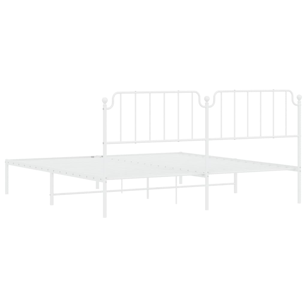 Cadre de lit métal sans matelas et tête de lit blanc 200x200 cm - XIOS