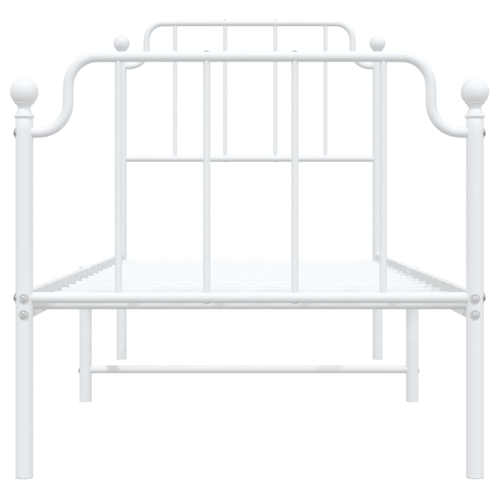 Cadre de lit métal sans matelas avec pied de lit blanc 75x190cm - XIOS