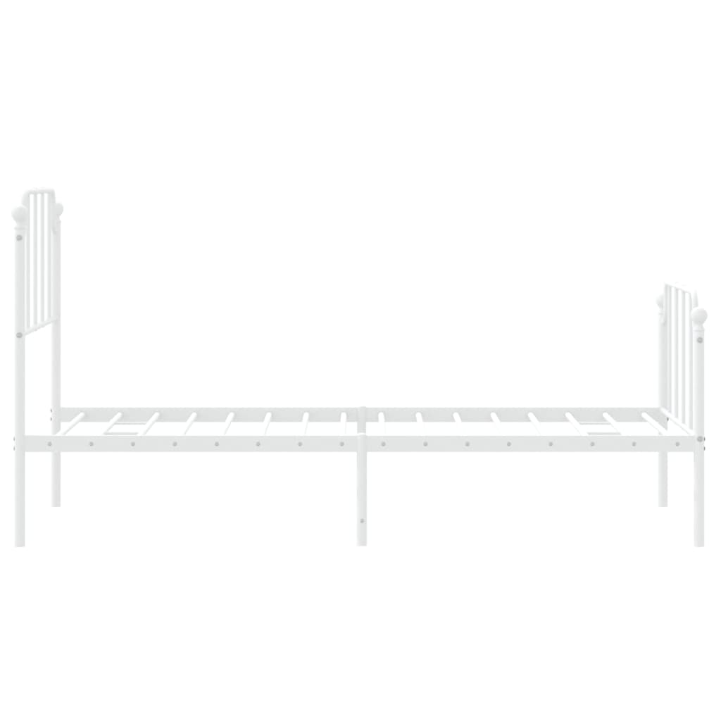 Cadre de lit métal sans matelas avec pied de lit blanc 75x190cm - XIOS